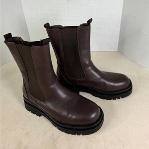 Just fab Faux Leather Brown Ankle Boots US 9,5 EU 40,5